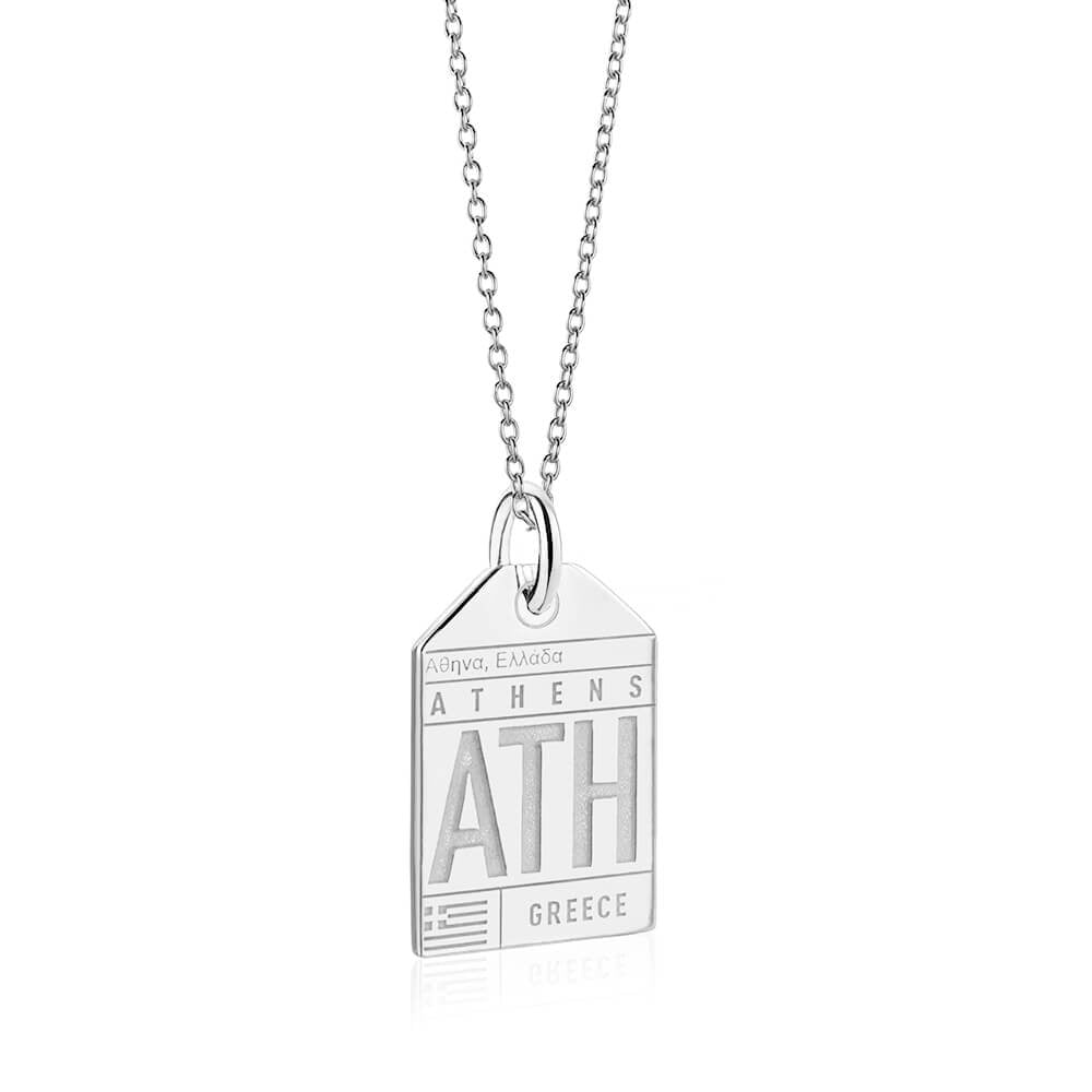 Silver Greece Charm, ATH Athens Luggage Tag - JET SET CANDY (7781392417016)