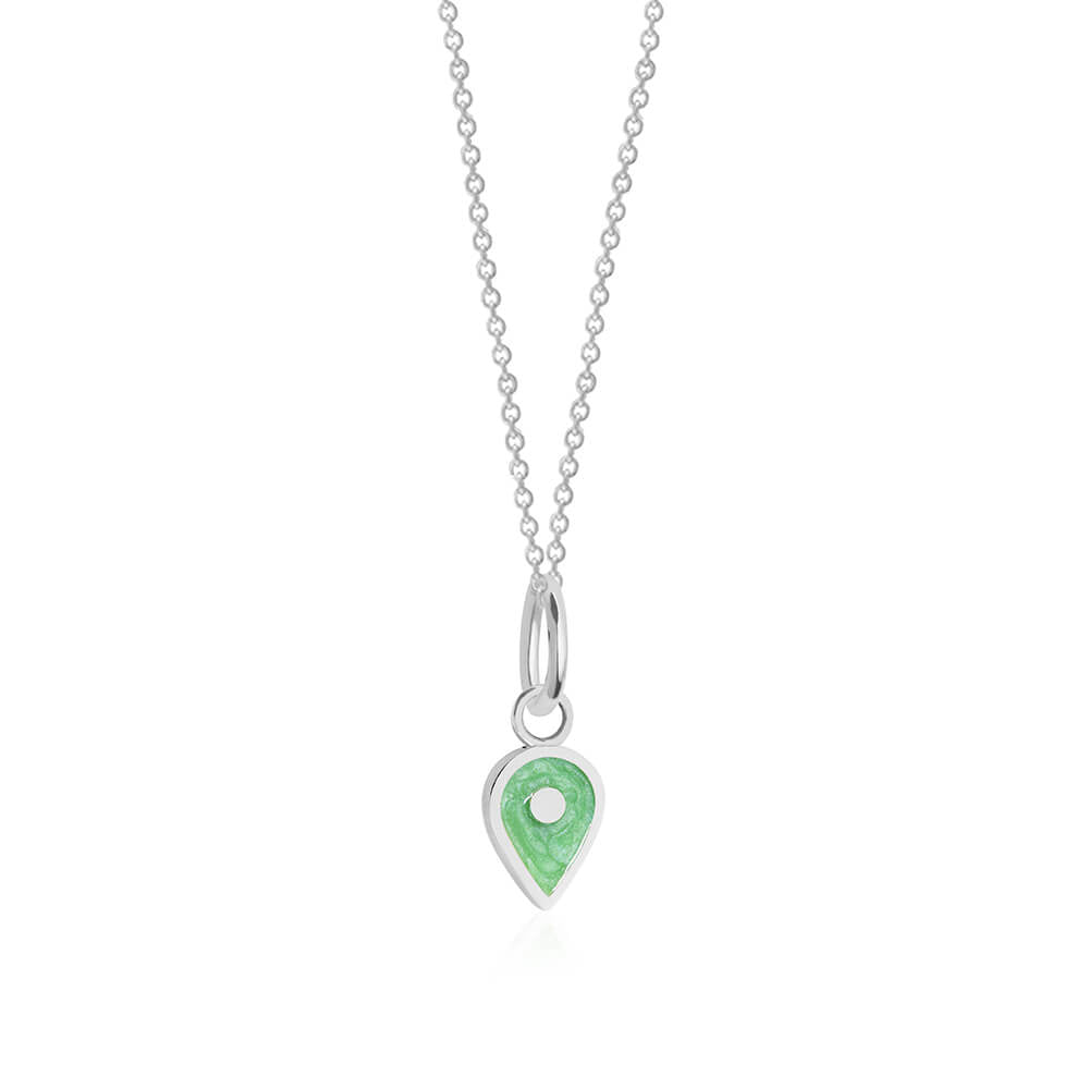 Silver August Map Pin Charm with Peridot Enamel - JET SET CANDY (7532597543160)