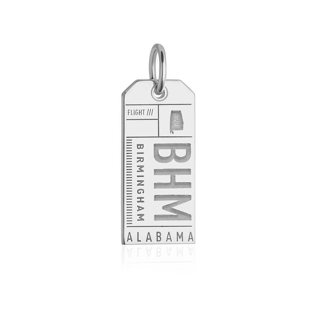 Silver Birmingham, Alabama BHM Luggage Tag Charm - JET SET CANDY  (2419535872058)