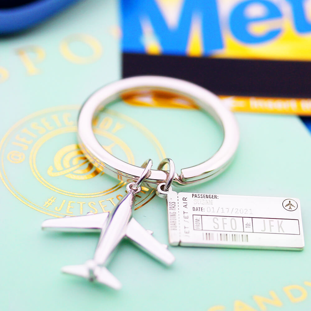 1 Boarding Pass Charm Key Ring Bundle