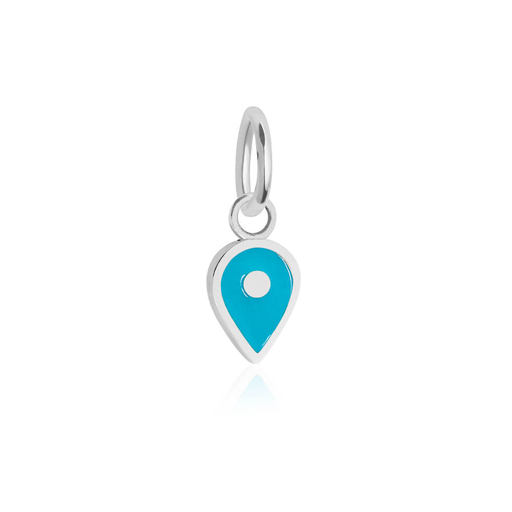 Silver December Map Pin Charm with Turquoise Enamel - JET SET CANDY (7532597575928)