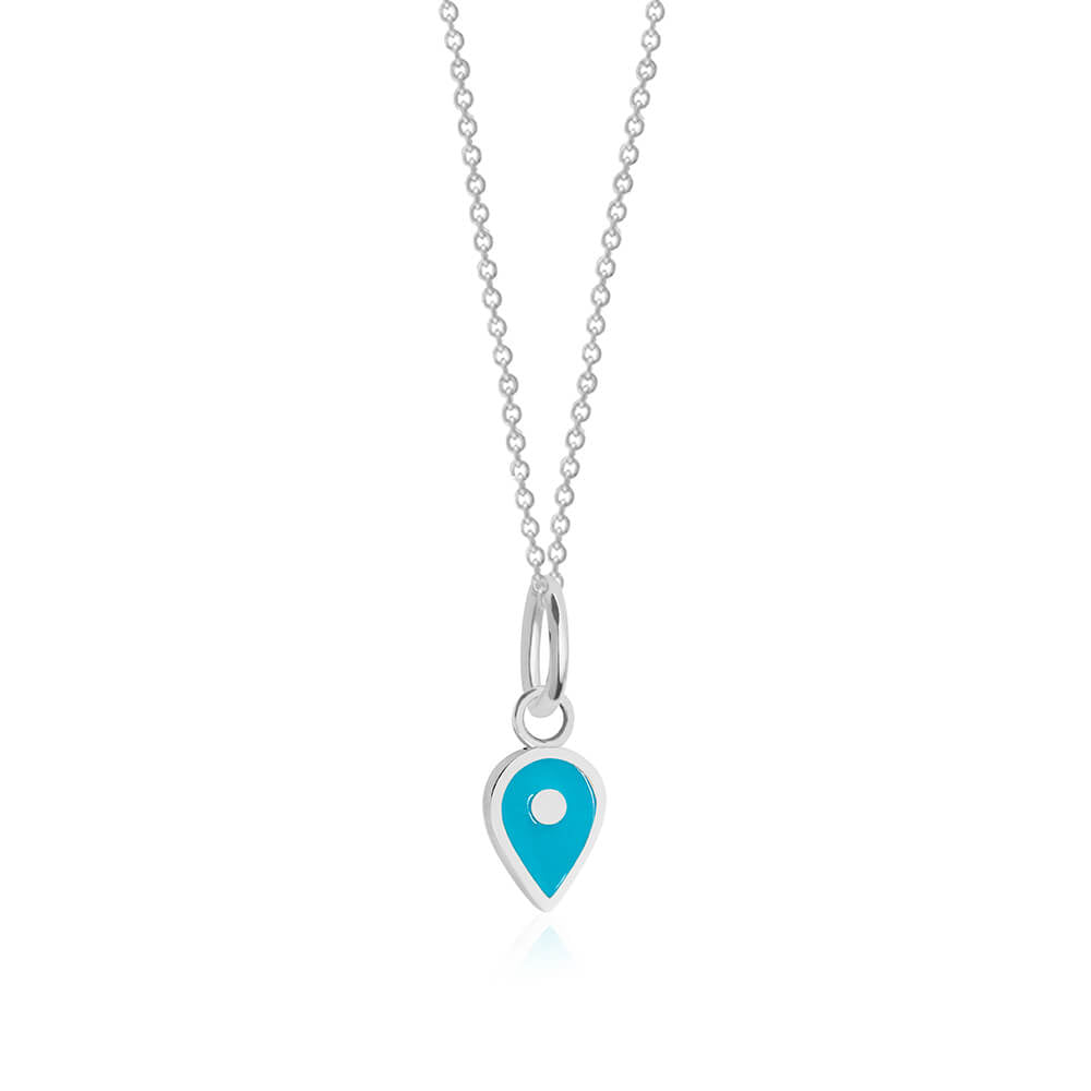 Silver December Map Pin Charm with Turquoise Enamel - JET SET CANDY (7532597575928)