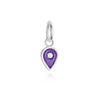 February Map Pin Charm Amethyst Enamel, Silver