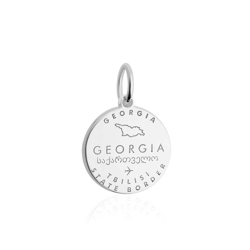 Silver Travel Charm, Georgia Passport Stamp - JET SET CANDY (1720200364090)