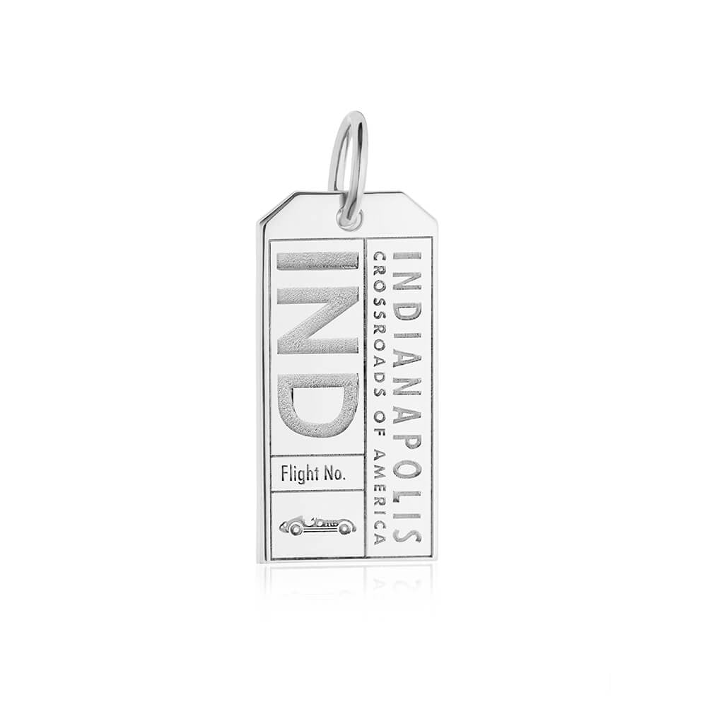 Silver Indianapolis Charm, IND Luggage Tag - JET SET CANDY (2396428107834)