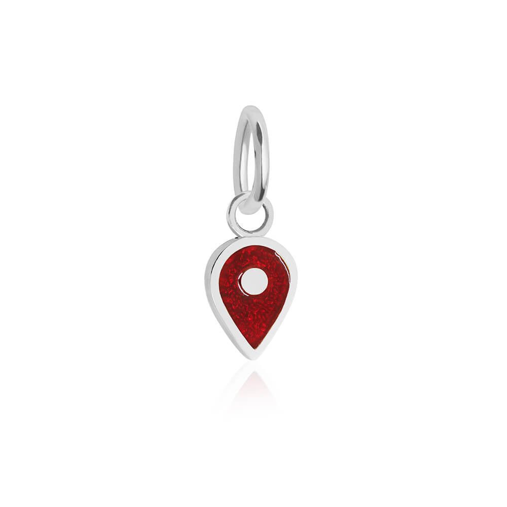 Silver January Map Pin Charm with Garnet Enamel - JET SET CANDY (7532597641464)