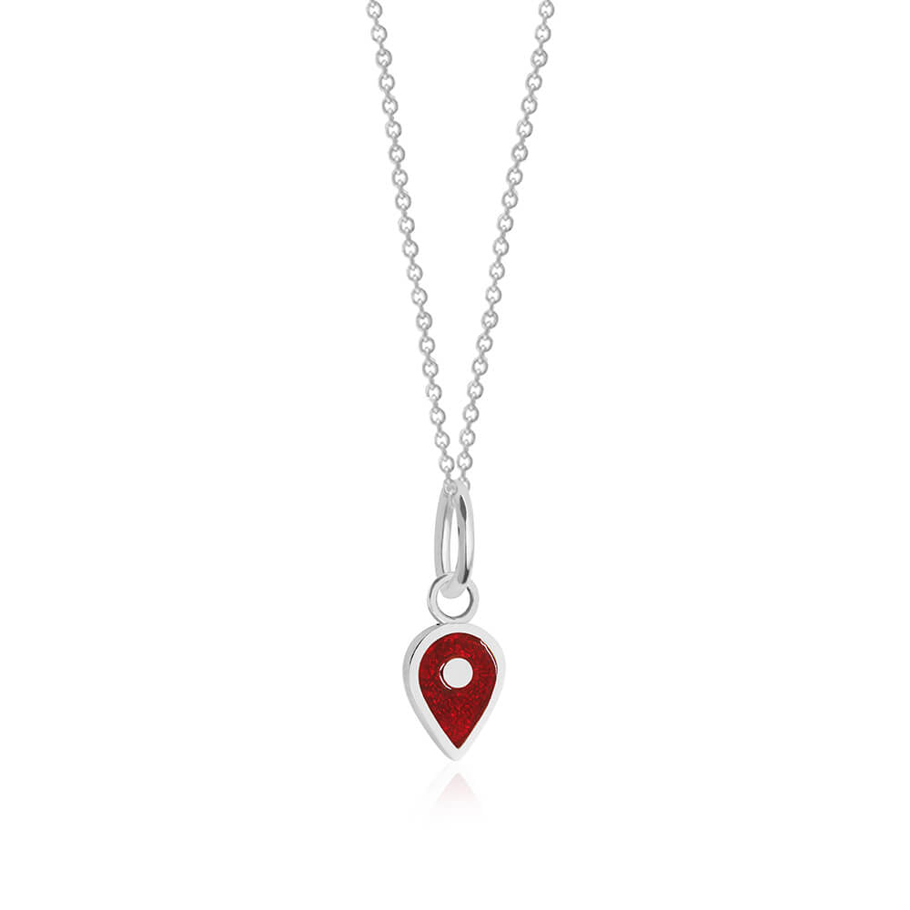 Silver January Map Pin Charm with Garnet Enamel - JET SET CANDY (7532597641464)