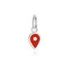 July Map Pin Charm Ruby Enamel, Silver