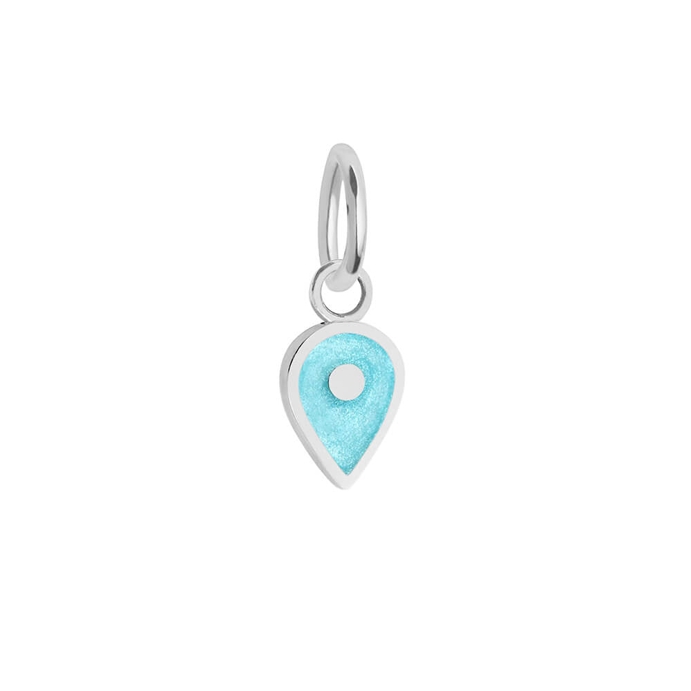 Silver March Map Pin Charm with Aquamarine Enamel - JET SET CANDY (7532597739768)