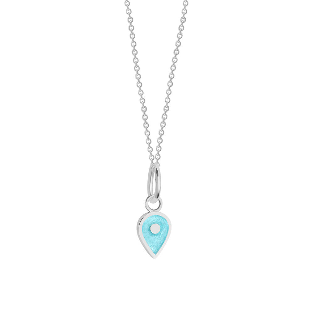 Silver March Map Pin Charm with Aquamarine Enamel - JET SET CANDY (7532597739768)