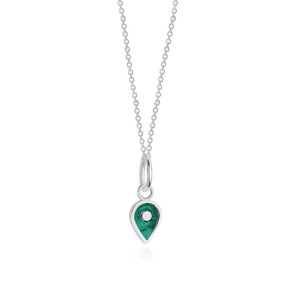 Silver May Map Pin Charm with Emerald Enamel - JET SET CANDY (7532597772536)