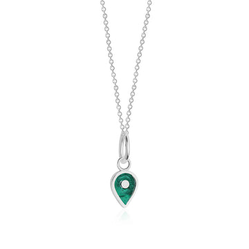 May Map Pin Charm Emerald Enamel, Silver
