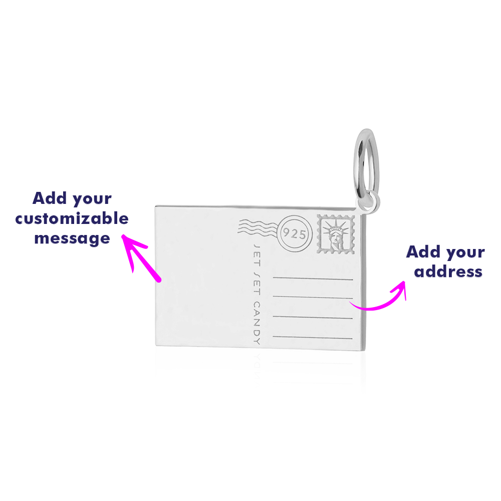 Silver New York City Customizable Postcard Charm - JET SET CANDY (7858137104632)