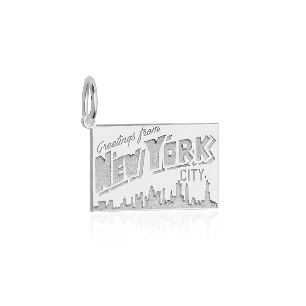 Silver New York City Customizable Postcard Charm - JET SET CANDY (7858137104632)