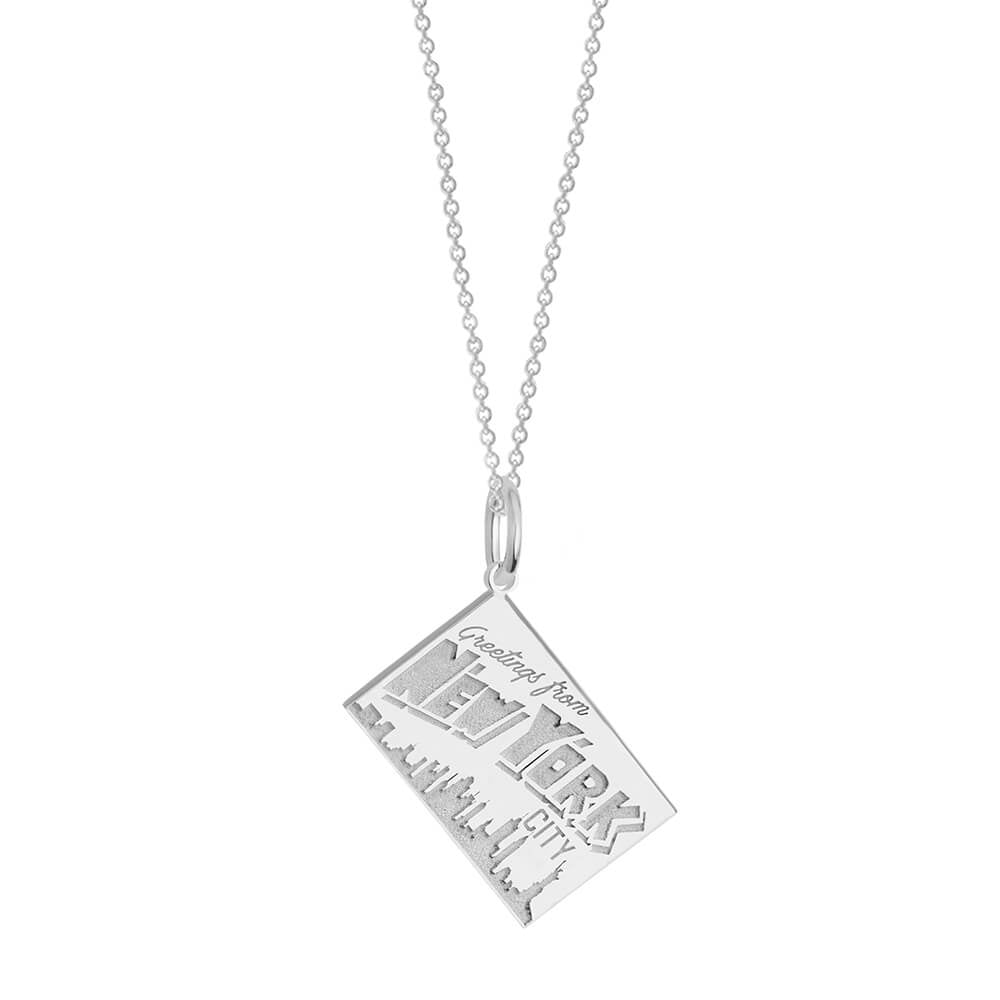 Silver New York City Customizable Postcard Charm - JET SET CANDY (7858137104632)