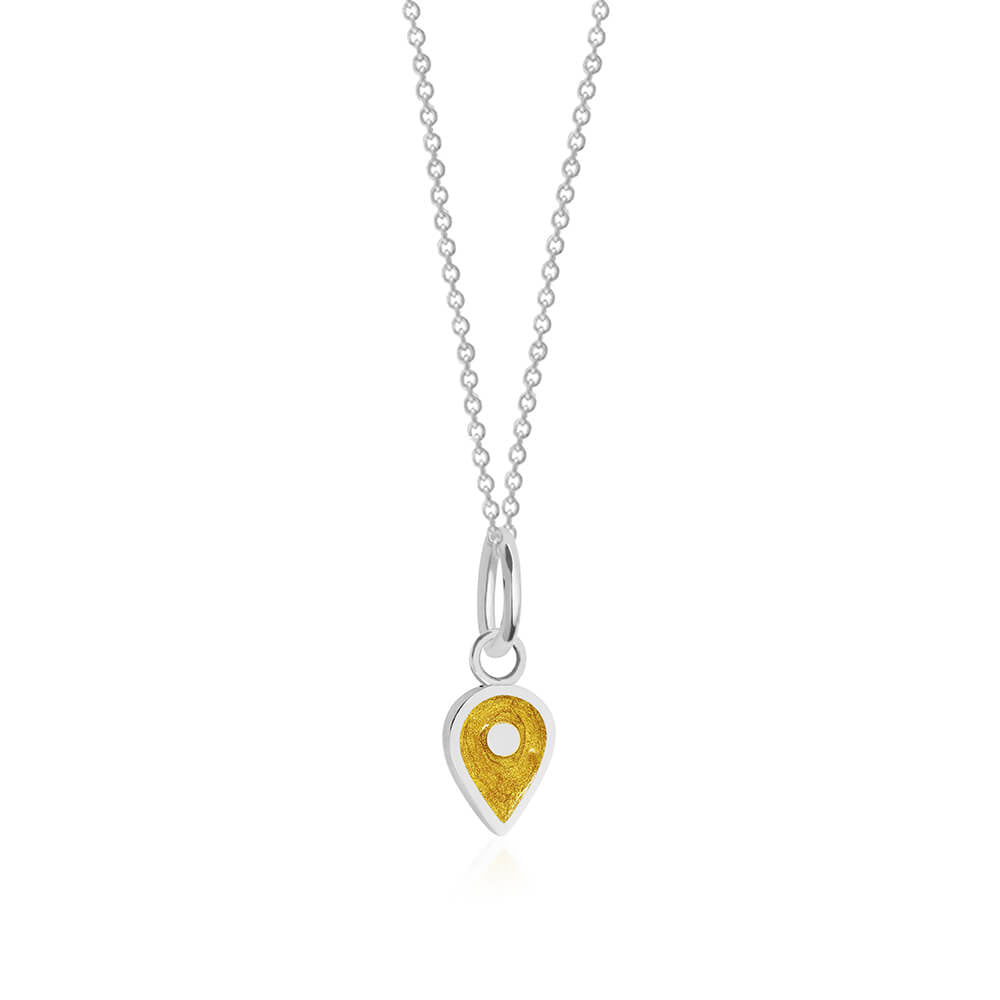 Silver November Map Pin Charm with Golden Topaz Enamel - JET SET CANDY (7532597805304)