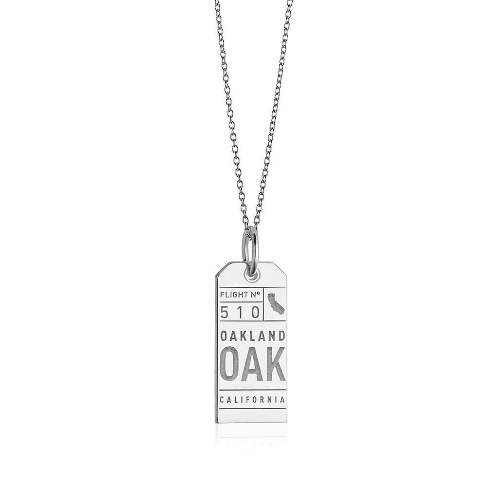 Silver Oakland, California OAK Luggage Tag Charm - JET SET CANDY  (2419534594106)
