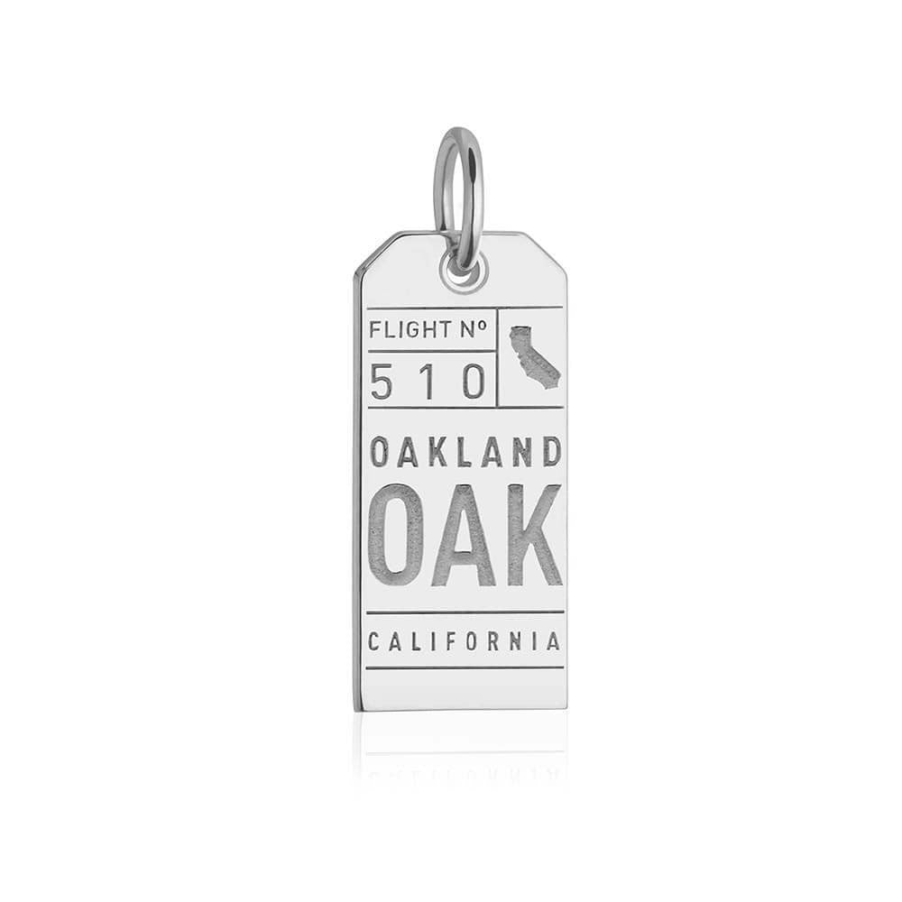 Silver Oakland, California OAK Luggage Tag Charm - JET SET CANDY  (2419534594106)