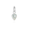 October Map Pin Charm Opal Enamel, Silver