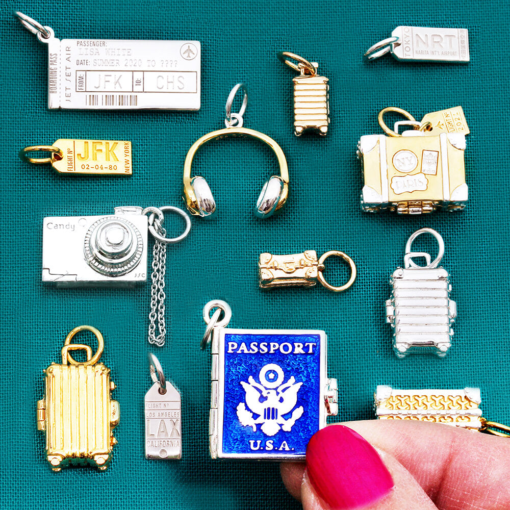 Silver Passport Book Charm, Enamel - JET SET CANDY (7532598755576)