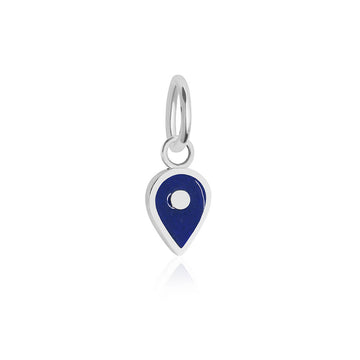 September Map Pin Charm Sapphire Enamel, Silver