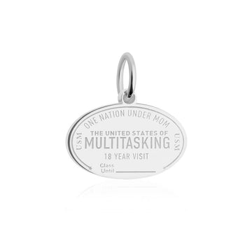 Silver The United States of Multitasking Passport Stamp Charm