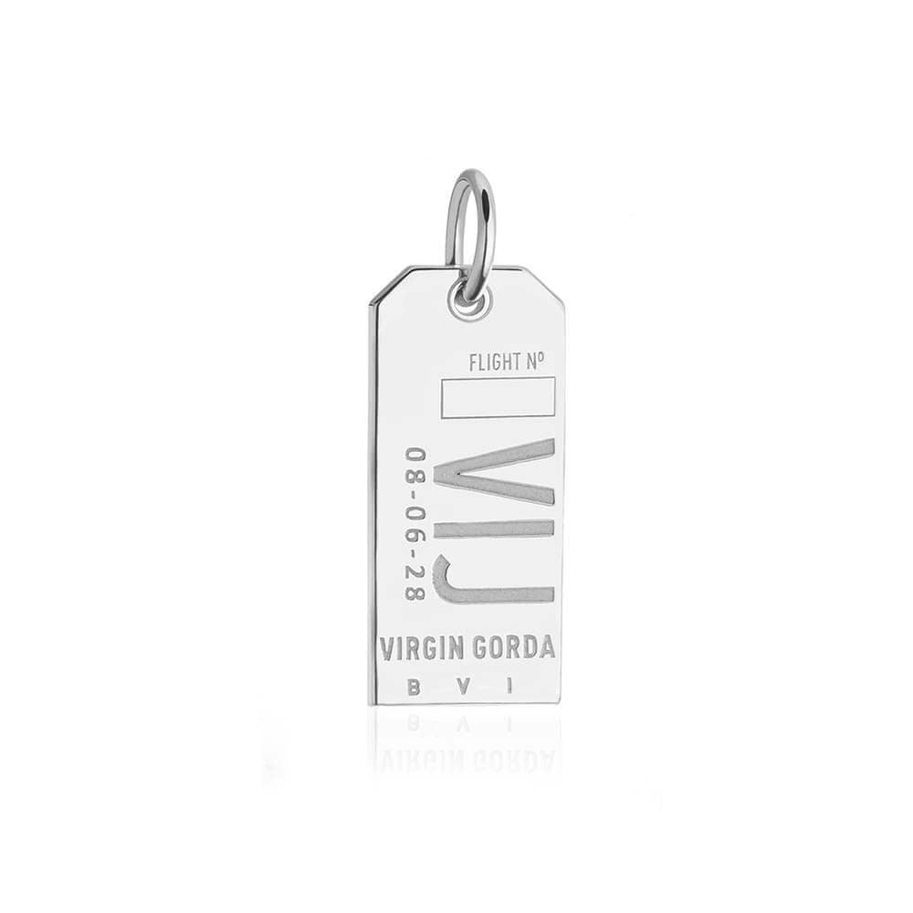 Sterling Silver Caribbean Charm, VIJ Virgin Gorda Luggage Tag - JET SET CANDY  (2484278755386)