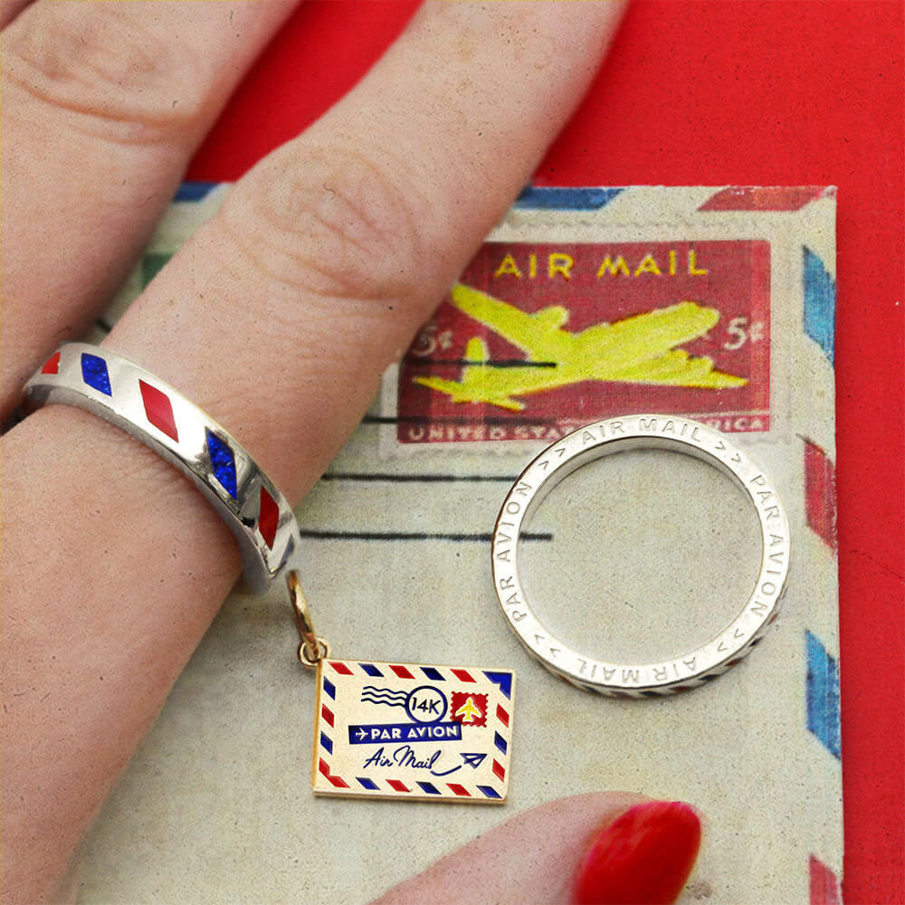 Gold Air Mail Ring, Standard - JET SET CANDY (7726314848504)