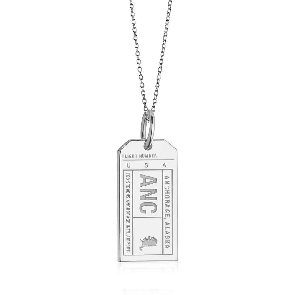 Silver USA Charm, ANC Anchorage, Alaska Luggage Tag (SHIPS JUNE) - JET SET CANDY  (1720181882938)
