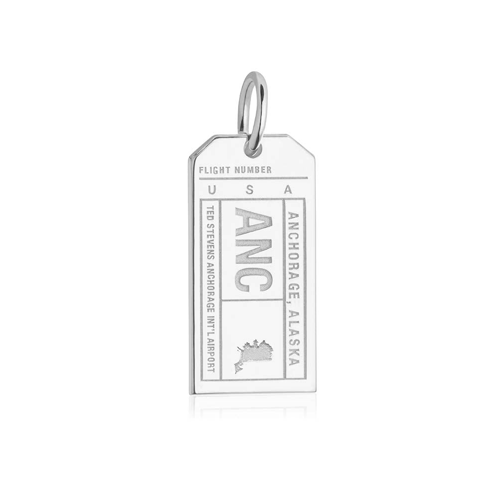 Silver USA Charm, ANC Anchorage, Alaska Luggage Tag - JET SET CANDY (1720181882938)