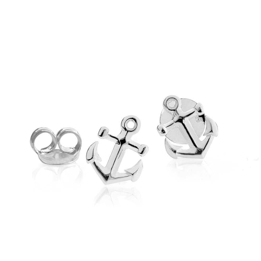 Silver Mini Anchor Earrings (4631948755032)