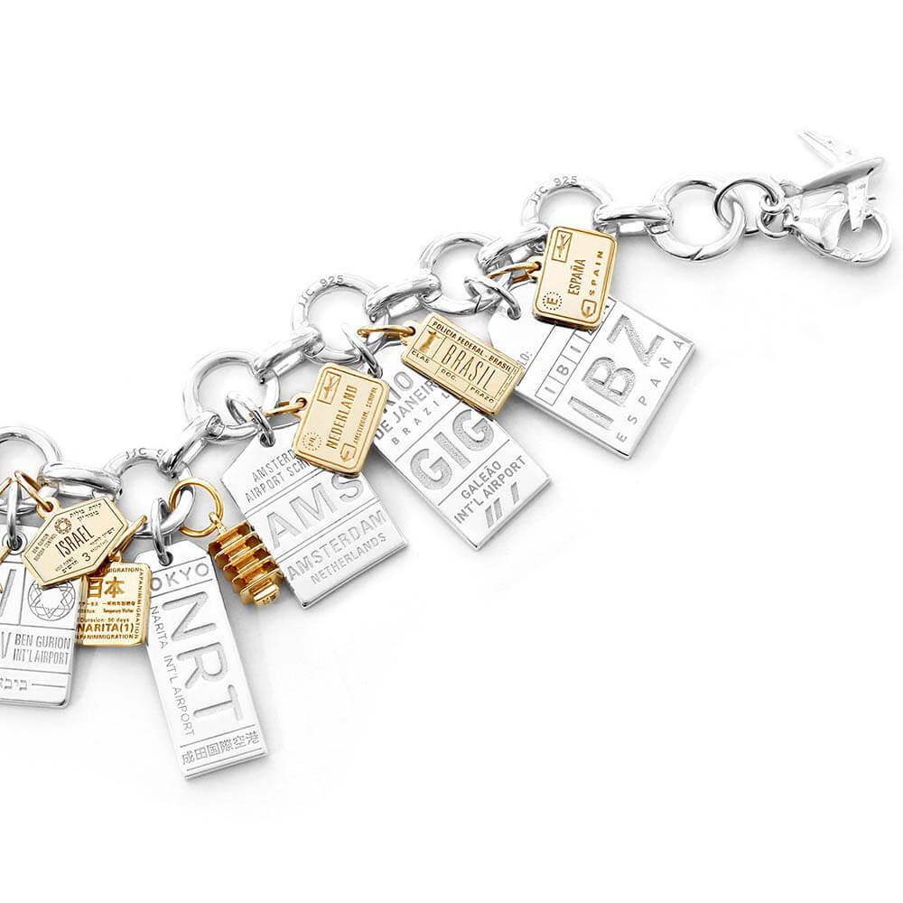 Solid Gold Mini Charm, Passport Stamp: Israel - JET SET CANDY (1720172937274)