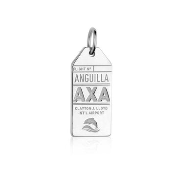 Anguilla Caribbean AXA Luggage Tag Charm Solid Silver