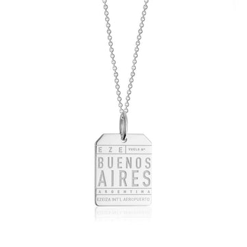 Silver Travel Charm, EZE Buenos Aires Luggage Tag