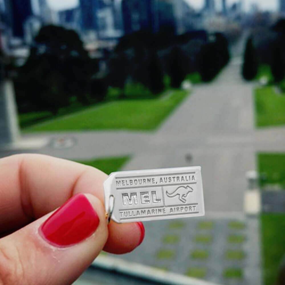 Silver Australia Charm, Melbourne MEL Luggage Tag - JET SET CANDY (2474486595642)