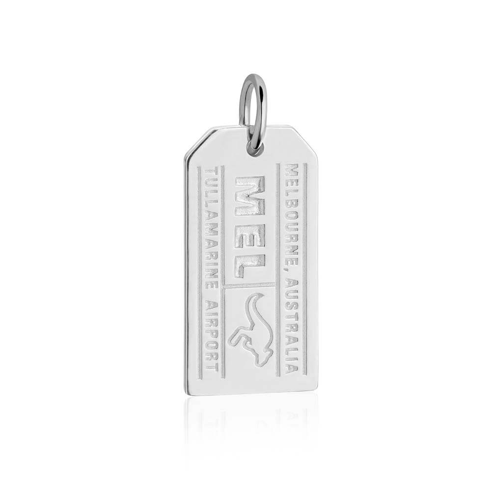 Sterling Silver Australia Charm, Melbourne MEL Luggage Tag (SHIPS JUNE) - JET SET CANDY  (2474486595642)