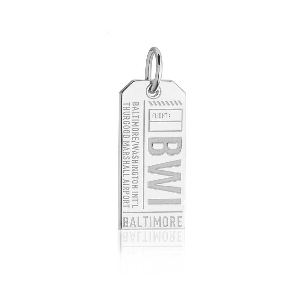 Sterling Silver Charm, BWI Baltimore Luggage Tag - JET SET CANDY  (2036749631546)