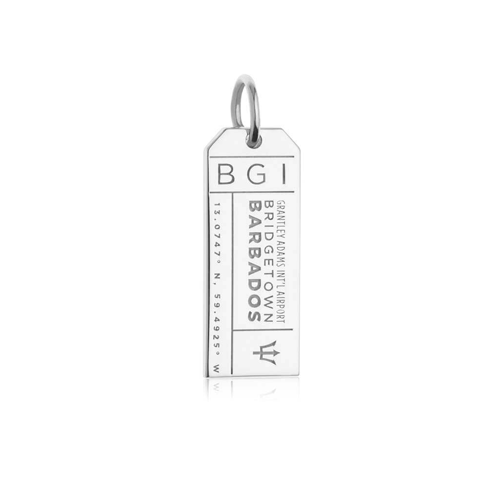 Silver Caribbean Charm BGI Barbados Luggage Tag - JET SET CANDY  (1720195448890)