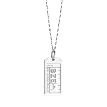 Silver Travel Charm, BZE Belize Luggage Tag