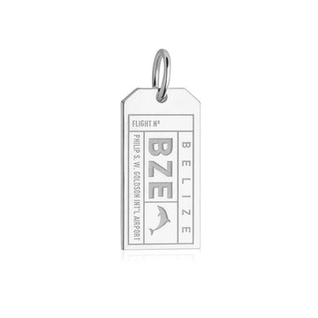 Silver Travel Charm, BZE Belize Luggage Tag