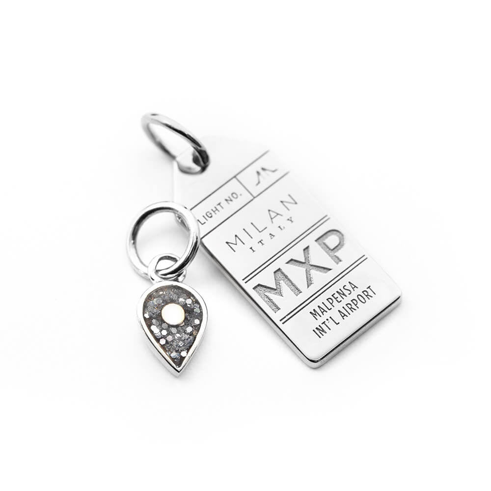 Solid Gold October Map Pin Charm with Opal Enamel - JET SET CANDY (7532598264056)