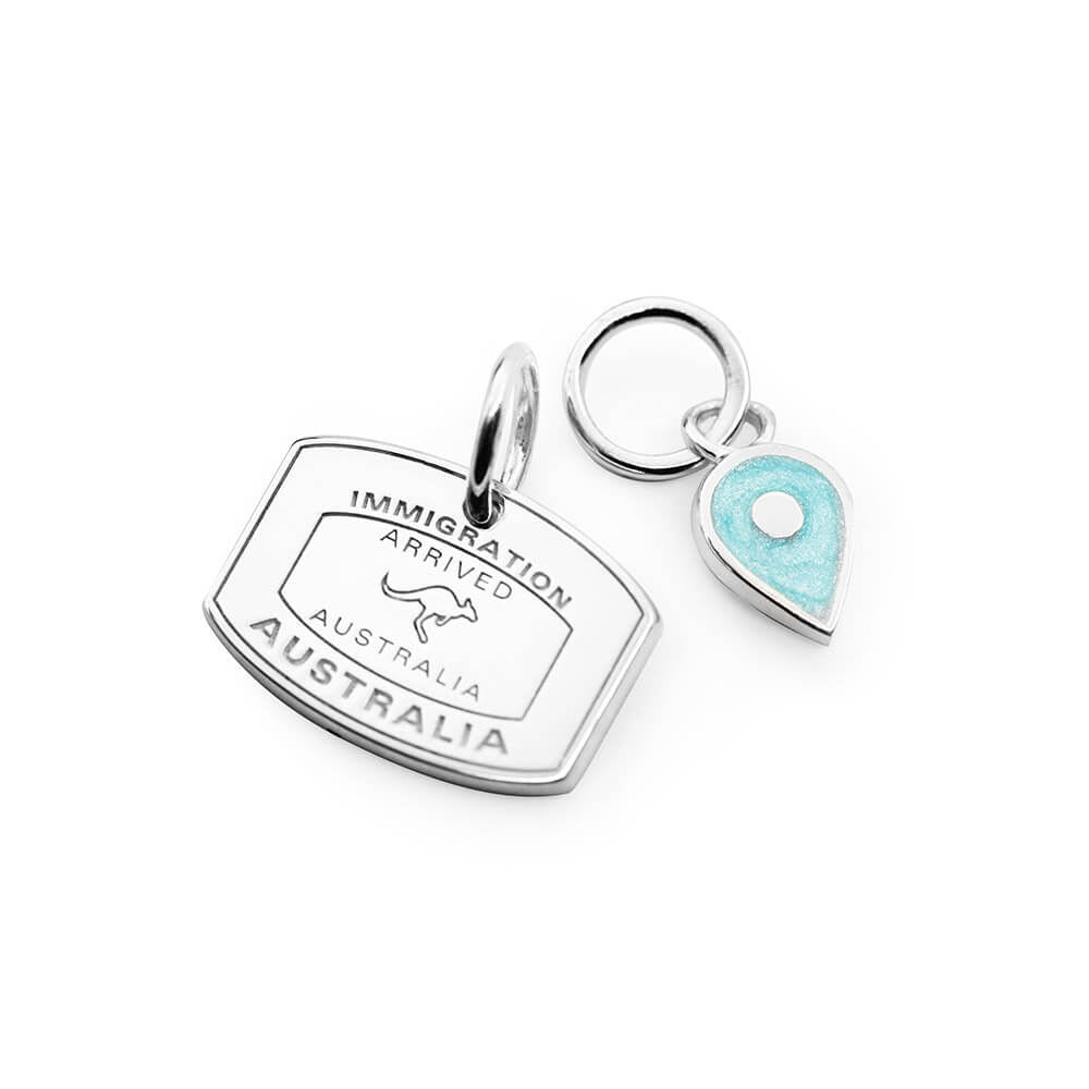 Silver November Map Pin Charm with Golden Topaz Enamel - JET SET CANDY (7532597805304)