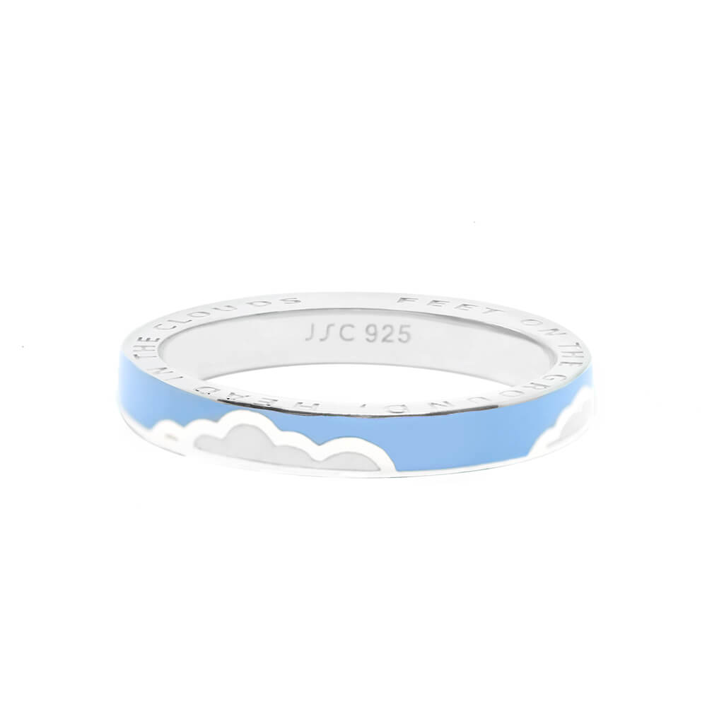 Silver Cloud Ring with Blue Enamel (6080810385592)