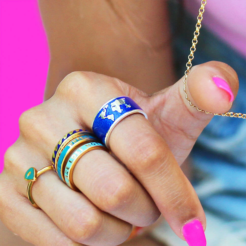 Silver World Map Ring - JET SET CANDY (7719336771832)