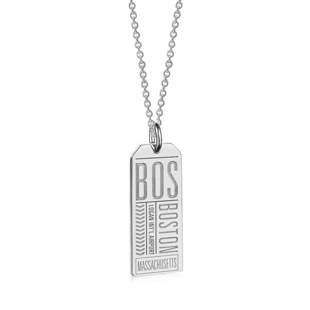 Silver USA Charm, BOS Boston Luggage Tag (SHIPS JUNE) - JET SET CANDY  (1720190730298)