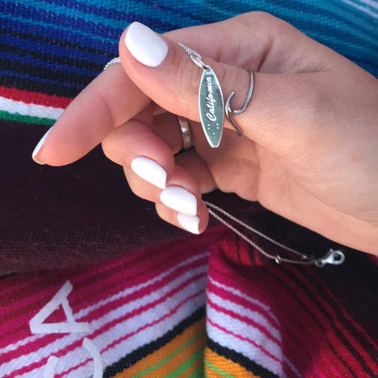 Silver Surfboard Charm, California - JET SET CANDY  (1720174346298)