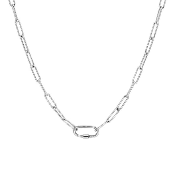 Custom Mini Initial Tag Paperclip Necklace | Caitlyn Minimalist