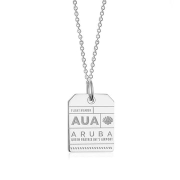Silver Aruba Charm, AUA Luggage Tag