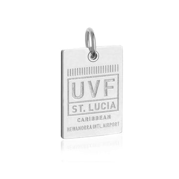 St Lucia Caribbean UVF Luggage Tag Charm Silver