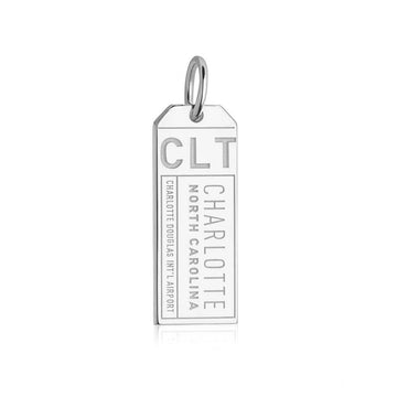 Silver USA Charm, CLT Charlotte Luggage Tag